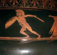 Greek vase showing Memnon fighting Achilles