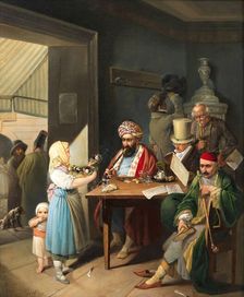 Greeks and Turks in a Viennese coffee house, 1824. Creator: Weller, Theodor Leopold (1802-1880)