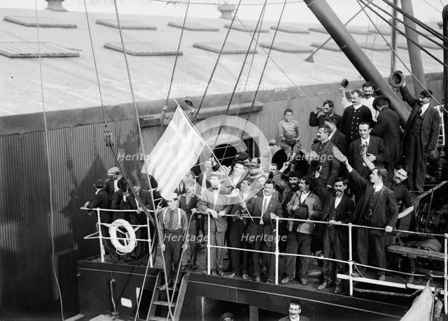 Greeks boarding MADONNA, 1912. Creator: Bain News Service.