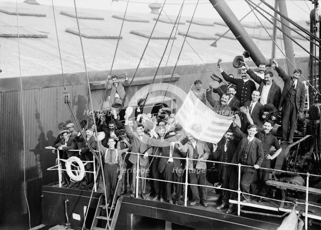 Greeks departing on MADONNA, 1912. Creator: Bain News Service.