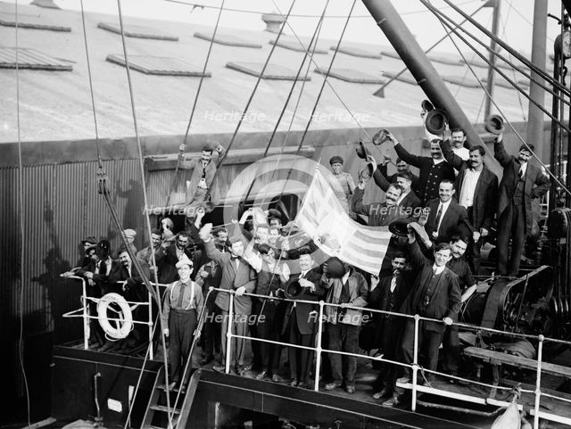 Greeks departing on Madonna, 1912. Creator: Bain News Service.