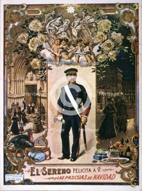 Greeting Card to receive the Christmas bonus, from the night wachtman, 1970.