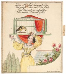 Greeting card. "Your little head is hanging, I know what is wrong with you...", after 1815. Creator: Anonymous