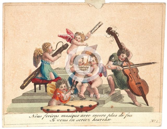 Greeting card An angels' orchester, after 1815. Creator: Anonymous.