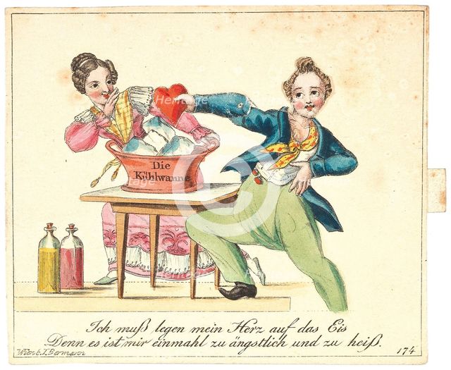 Greeting card. "I must rest my heart on ice, as it is too fearful and too hot", after 1815. Creator: Anonymous.