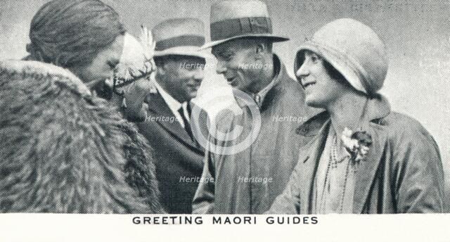 'Greeting Maori Guides', 1927 (1937). Creator: Unknown.