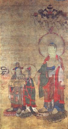 Greeting the Righteous Man on the Way to the Pure Land of Amitabha (Thangka), 12th century