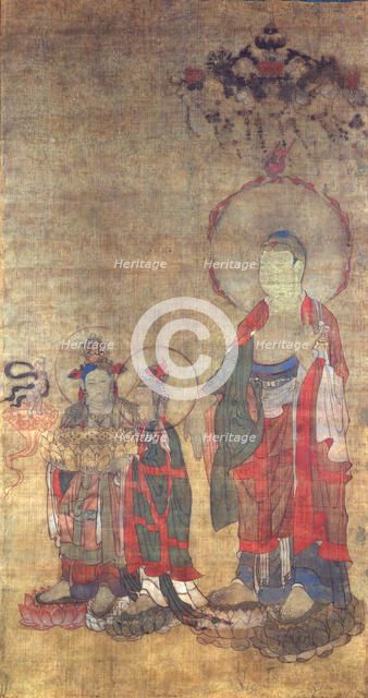 Greeting the Righteous Man on the Way to the Pure Land of Amitabha (Thangka), 12th century.