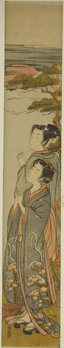 Greeting the Rising Sun on New Year's Day, c. 1774. Creator: Isoda Koryusai