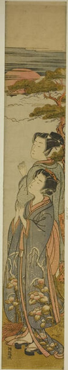 Greeting the Rising Sun on New Year's Day, c. 1774. Creator: Isoda Koryusai