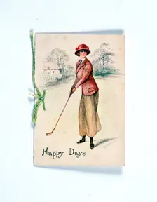 Greetings card with golfing theme, c1910. Creator: Unknown