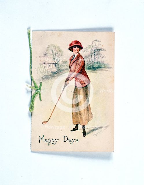 Greetings card with golfing theme, c1910. Creator: Unknown.