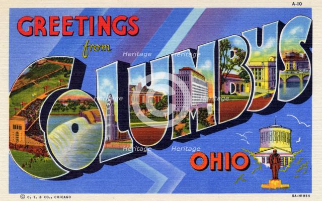 'Greetings from Columbus', Ohio, postcard, 1935. Artist: Unknown