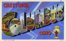 Greetings from Columbus Ohio, postcard, 1935