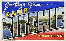 Greetings from Camp Ritchie, Maryland postcard, 1940
