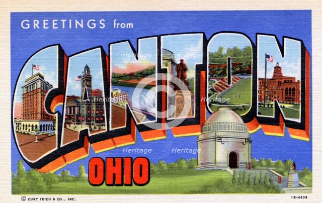 'Greetings from Canton, Ohio', postcard, 1941. Artist: Unknown
