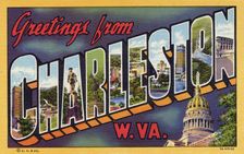 Greetings from Charleston, West Virginia postcard, 1937