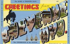 Greetings from Cheyenne, Wyoming, the Crossroads of the Nation postcard, 1940