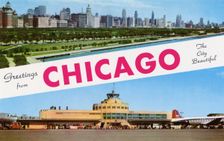 Greetings from Chicago the City Beautiful postcard, 1954