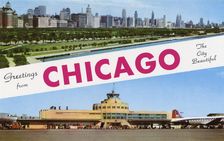 Greetings from Chicago the City Beautiful postcard, 1954