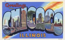 Greetings from Chicago, Illinois postcard, 1935
