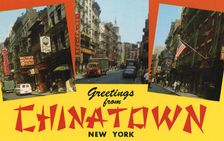 Greetings from Chinatown, New York postcard, 1962