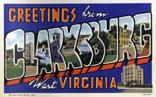 Greetings from Clarksburg, West Virginia postcard, 1940