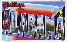 Greetings from Alabama postcard, 1939