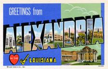 Greetings from Alexandria in the Heart of Louisiana postcard, 1941