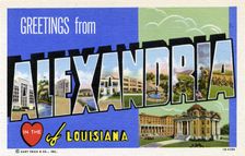 Greetings from Alexandria in the Heart of Louisiana postcard, 1941