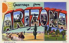 Greetings from Arizona postcard, 1939