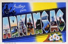 Greetings from Arkansas postcard, 1939
