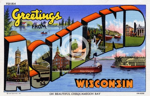 'Greetings from Ashland, Wisconsin', postcard, 1941. Artist: Unknown