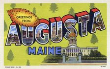 Greetings from Augusta, Maine postcard, 1952