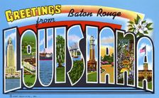 Greetings from Baton Rouge, Louisiana postcard, 1958