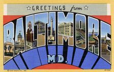 Greetings from Baltimore, Maryland postcard, 1940