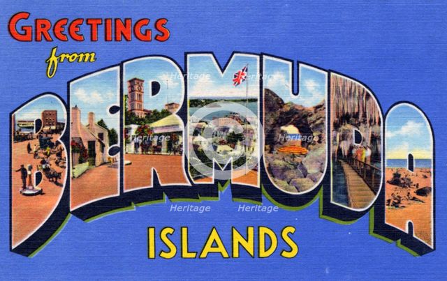 'Greetings from Bermuda', postcard, 1935. Artist: Unknown