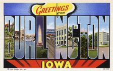 Greetings from Burlington, Iowa postcard, 1940