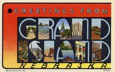 Greetings from Grand Island, Nebraska postcard, 1940