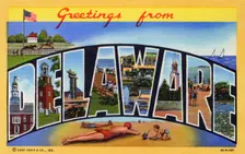 Greetings from Delaware postcard, 1939