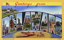 Greetings from Delaware postcard, 1939
