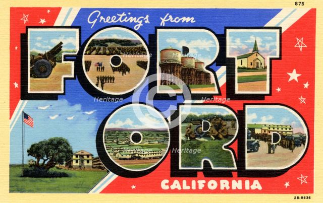 'Greetings from Fort Ord, California', postcard, 1942. Artist: Unknown