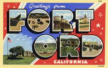 Greetings from Fort Ord, California postcard, 1942