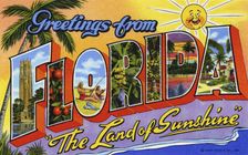 Greetings from Florida, the Land of Sunshine postcard, 1942