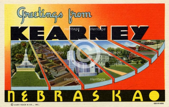 'Greetings from Kearney, Nebraska', postcard, 1940. Artist: Unknown
