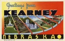 Greetings from Kearney, Nebraska postcard, 1940