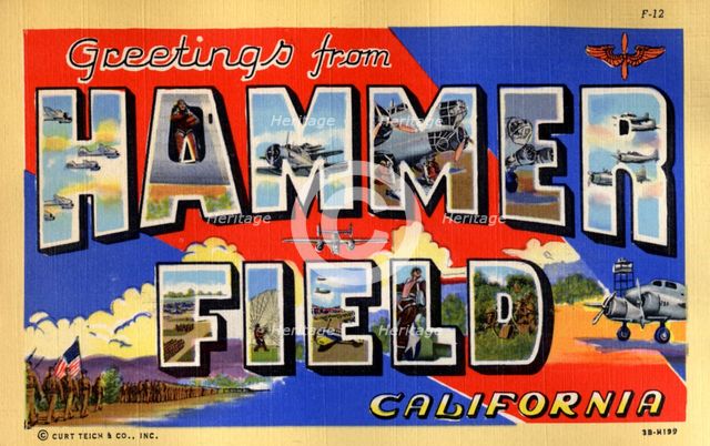 'Greetings from Hammer Field, California', postcard, 1943. Artist: Unknown
