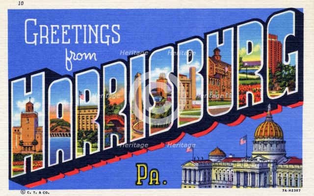 'Greetings from Harrisburg, Pennsylvania', postcard, 20th century. Artist: Unknown