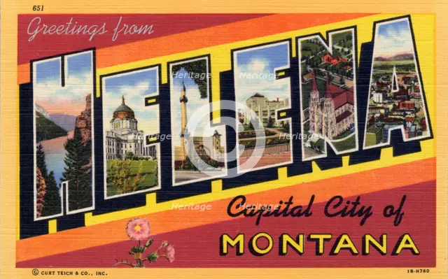 'Greetings from Helena, Capital City of Montana', postcard, 1941. Artist: Unknown