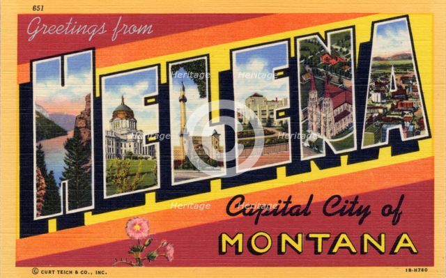 'Greetings from Helena, Capital City of Montana', postcard, 1941. Artist: Unknown